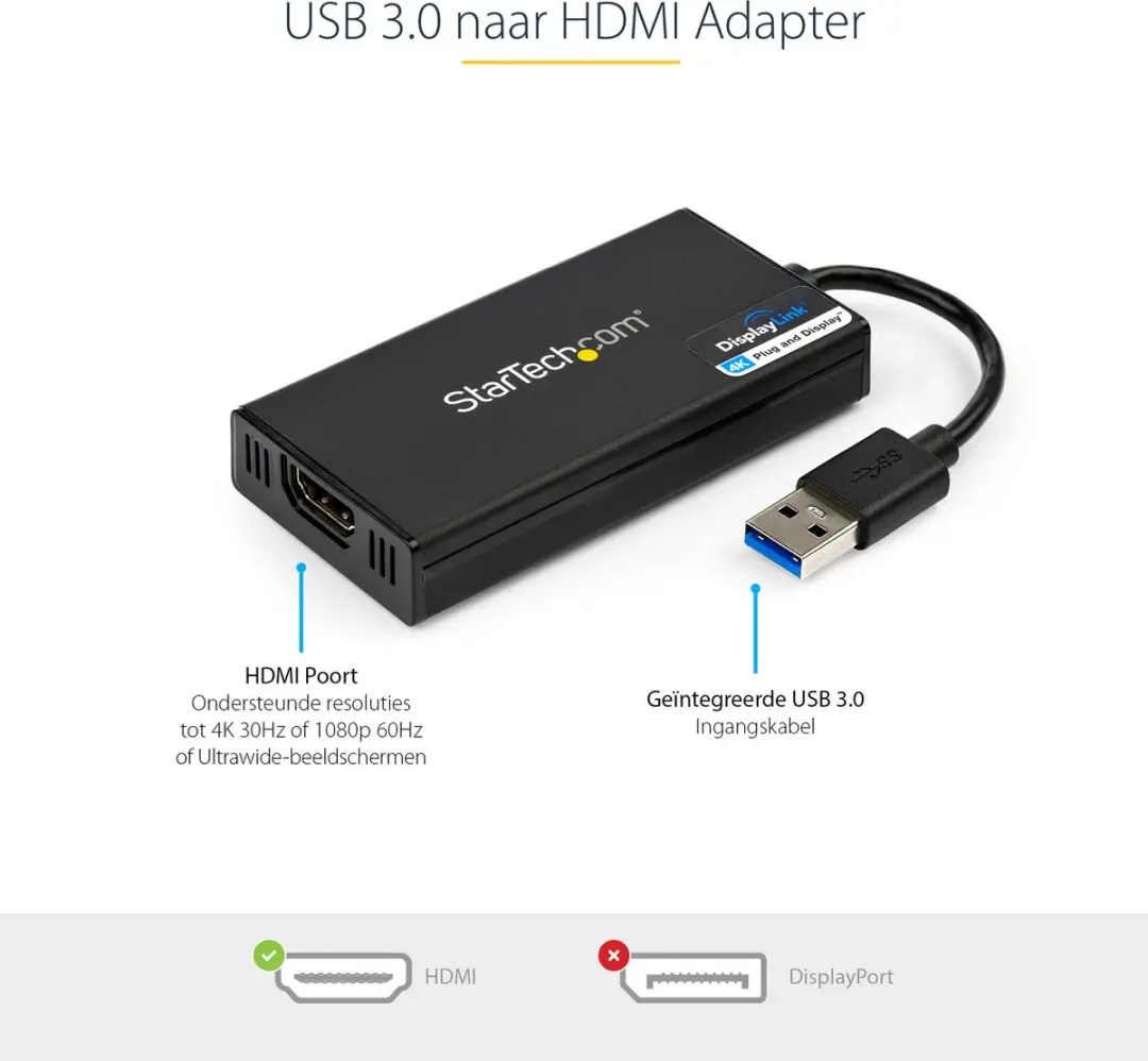 Startech USB32HD4K USB 3.0 naar HDMI Adapter - Zwart