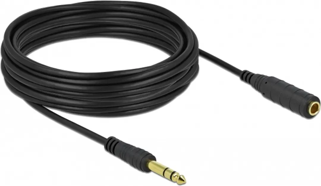 Delock Stereo Jackkabel 6.35mm M/F 10m - Zwart