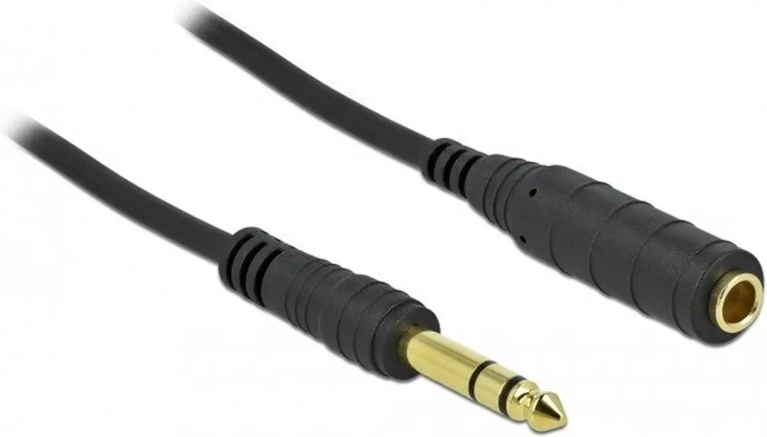 Delock Stereo Jackkabel 6.35mm M/F 10m - Zwart