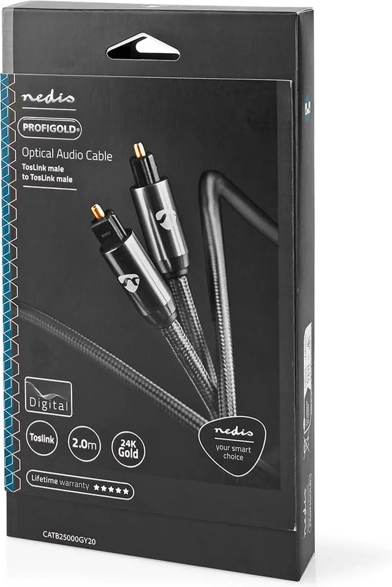 Nedis Optische Audiokabel CATB25000GY20 - 2m - Gun Metal Grijs - afbeelding 6 van 6