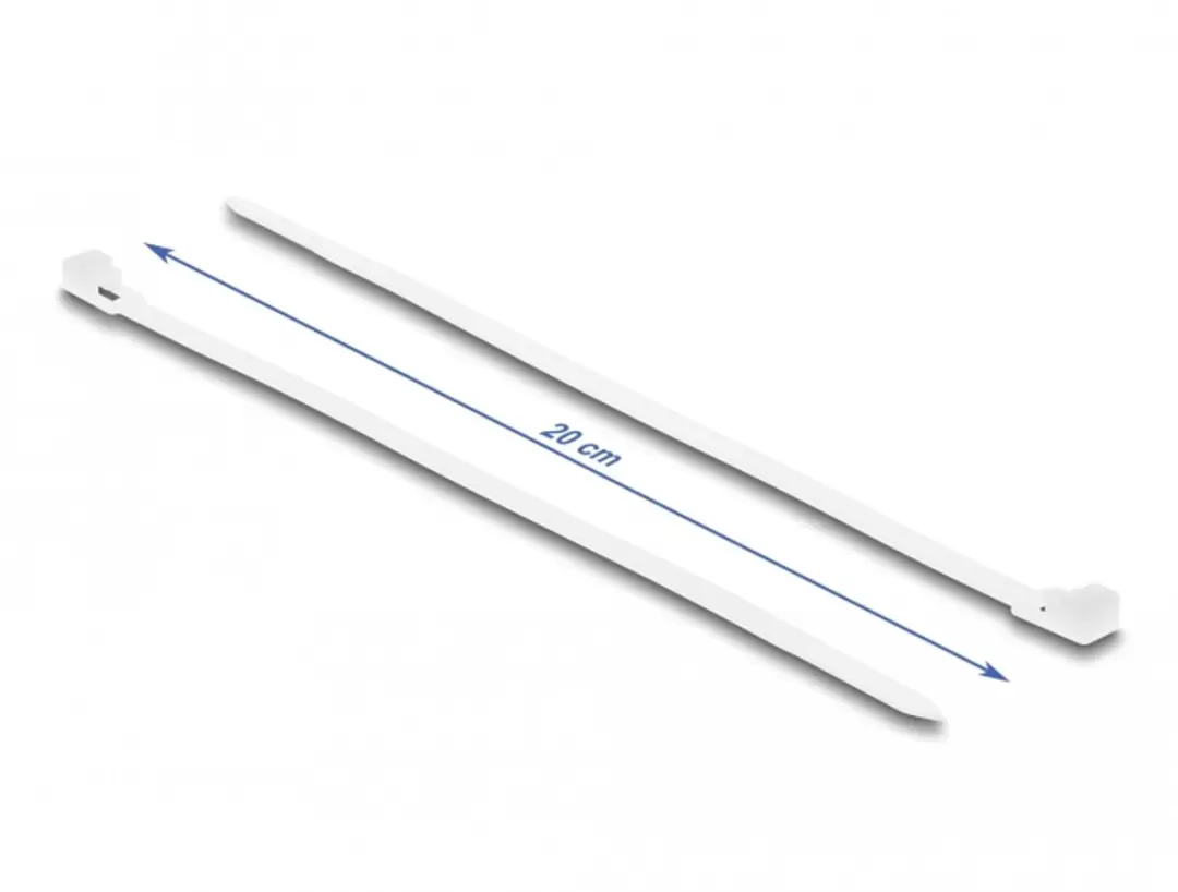 Delock Herbruikbare Kabelbinders 200x4.8mm - 100 Stuks Wit