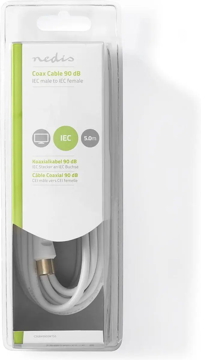Nedis Coaxkabel CSGB40000WT50 - 5m - 75 Ohm - Wit