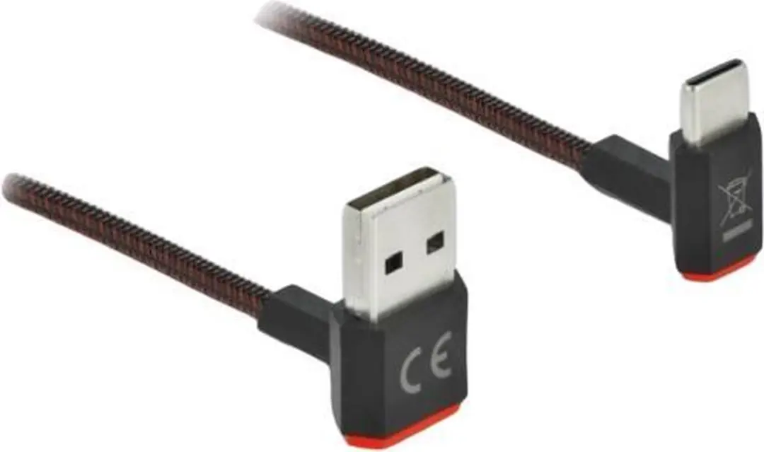Delock USB-C Easy-USB-A Kabel 1,5m - QC 18W - Nylon - Zwart/Rood