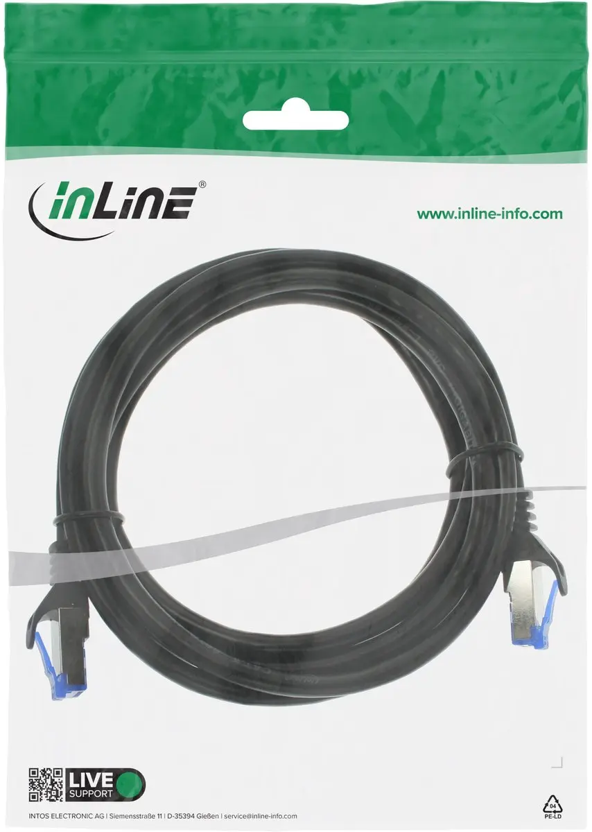 InLine S/FTP CAT6a 72814S Netwerkkabel - 1,5m - Zwart