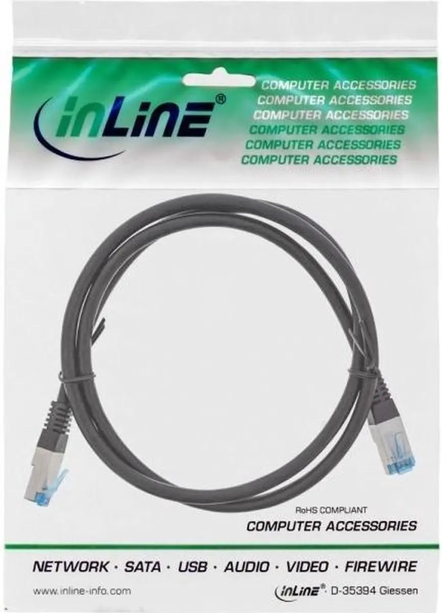 InLine S/FTP CAT6a 72814S Netwerkkabel - 1,5m - Zwart