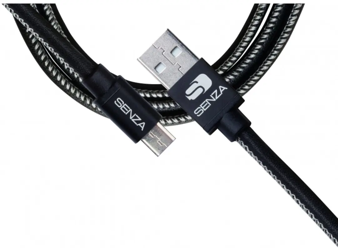 Senza Premium Leren Micro-USB Kabel 1.5m - Zwart