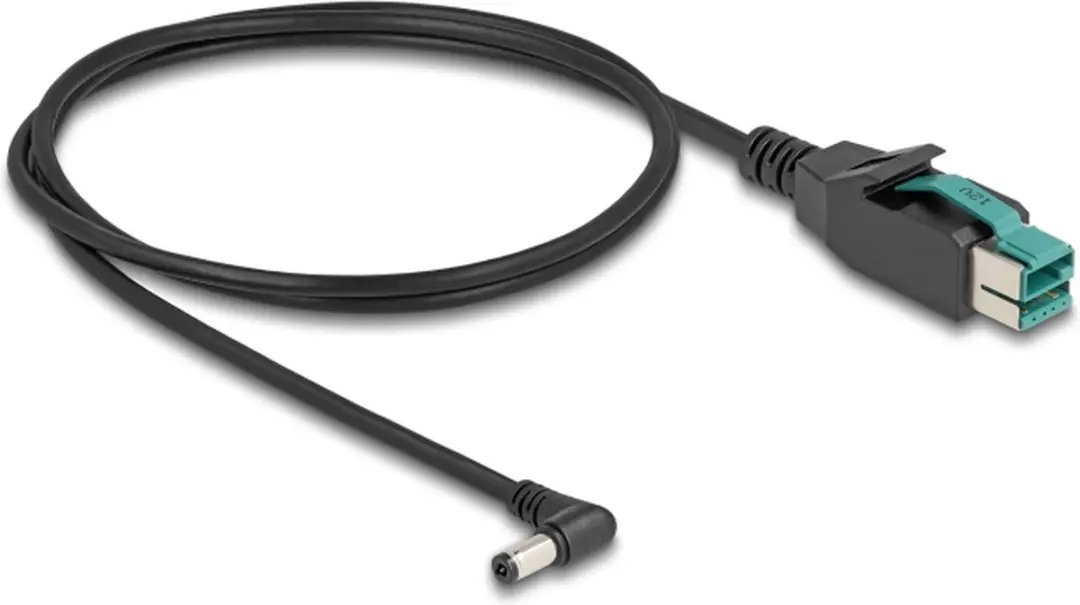 Delock PoweredUSB Kabel 12V DC 5.5x2.1mm - 1m - Zwart