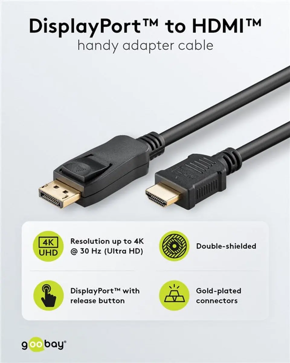 Goobay DisplayPort naar HDMI Kabel 1.8m - 4K 30Hz