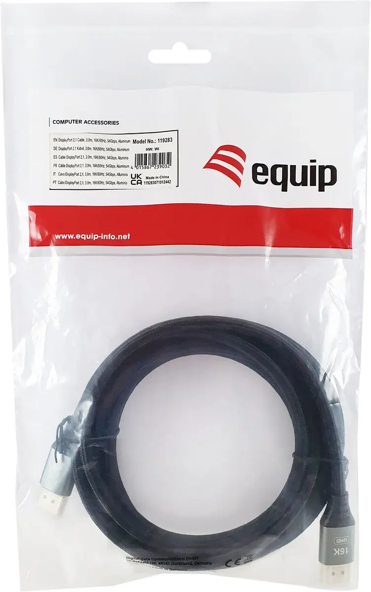 Equip DisplayPort 2.1 Kabel 3m - 16K/60Hz - 54Gbps