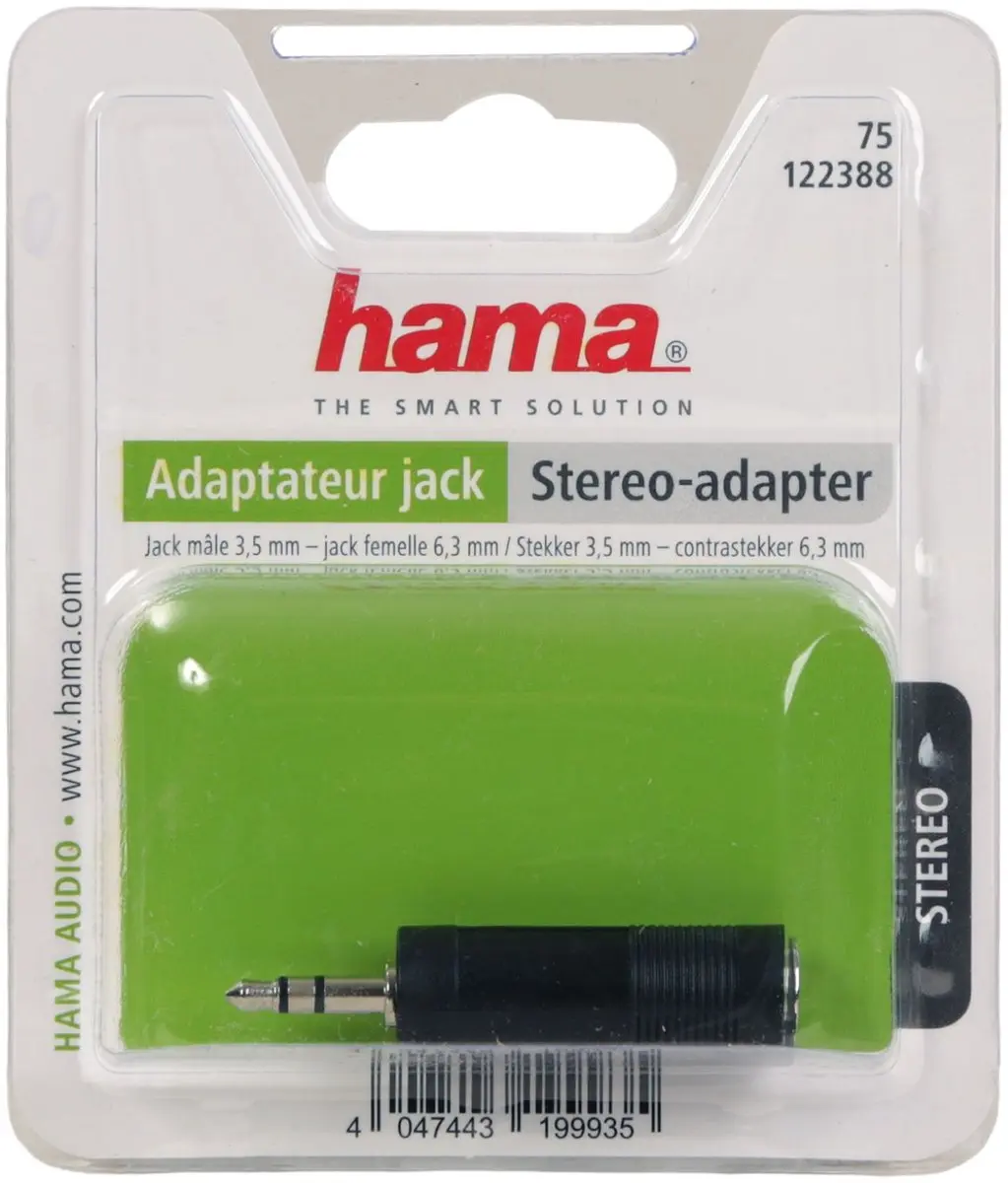 Hama 6,3mm naar 3,5mm Jack Adapter - Zwart
