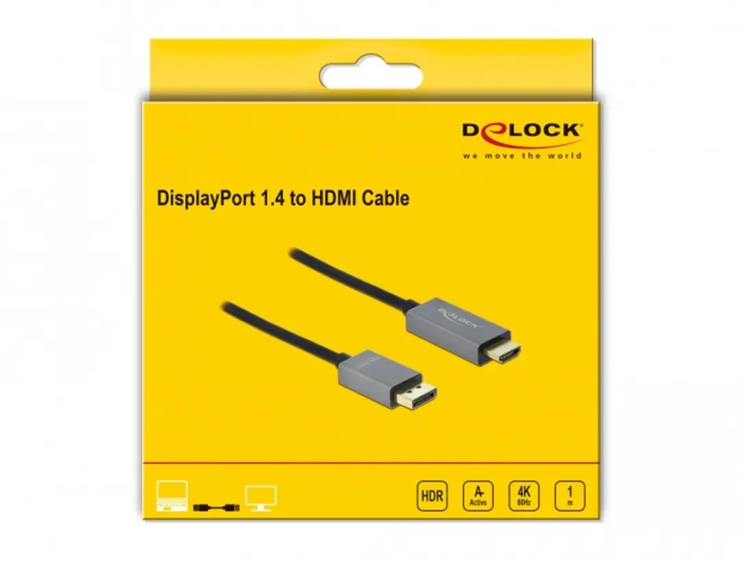Delock Active DisplayPort 1.4 naar HDMI Kabel 4K 60Hz HDR 1m