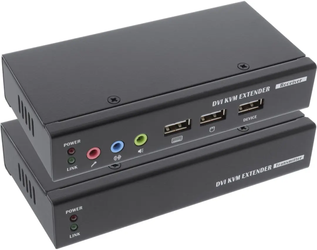 InLine DVI USB KVM Extender 61640 - Zwart