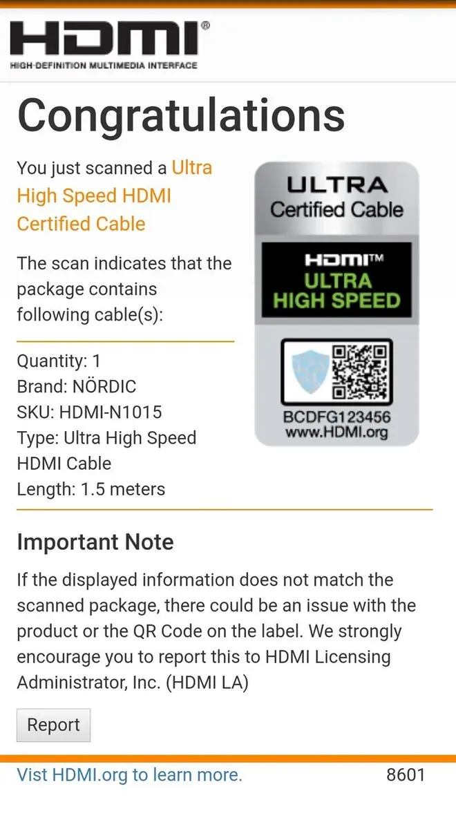 NÖRDIC HDMI-N1015A HDMI 2.1 Kabel 8K60Hz 1.5m - Wit