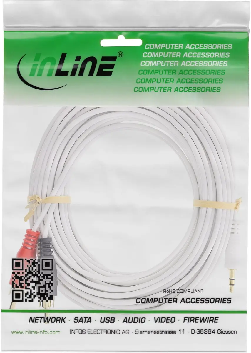 InLine 3,5mm Jack Tulp Stereo Audiokabel - 5m - Wit