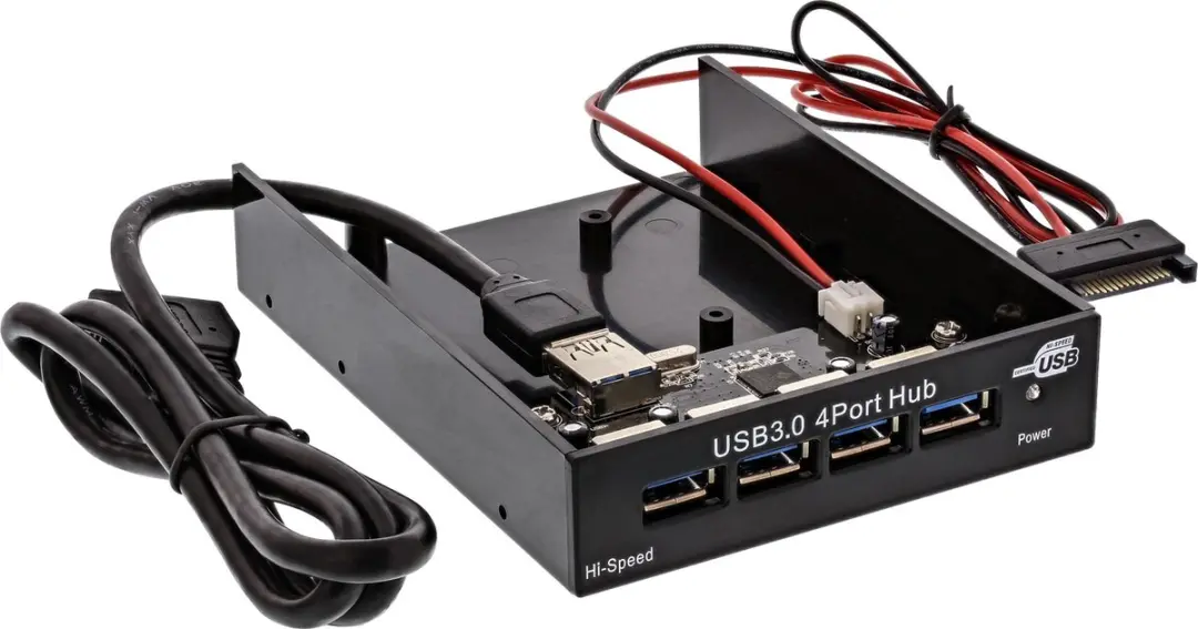 InLine® USB hub 3.0 4x voor het 3.5 (8.89cm) slot, zwart