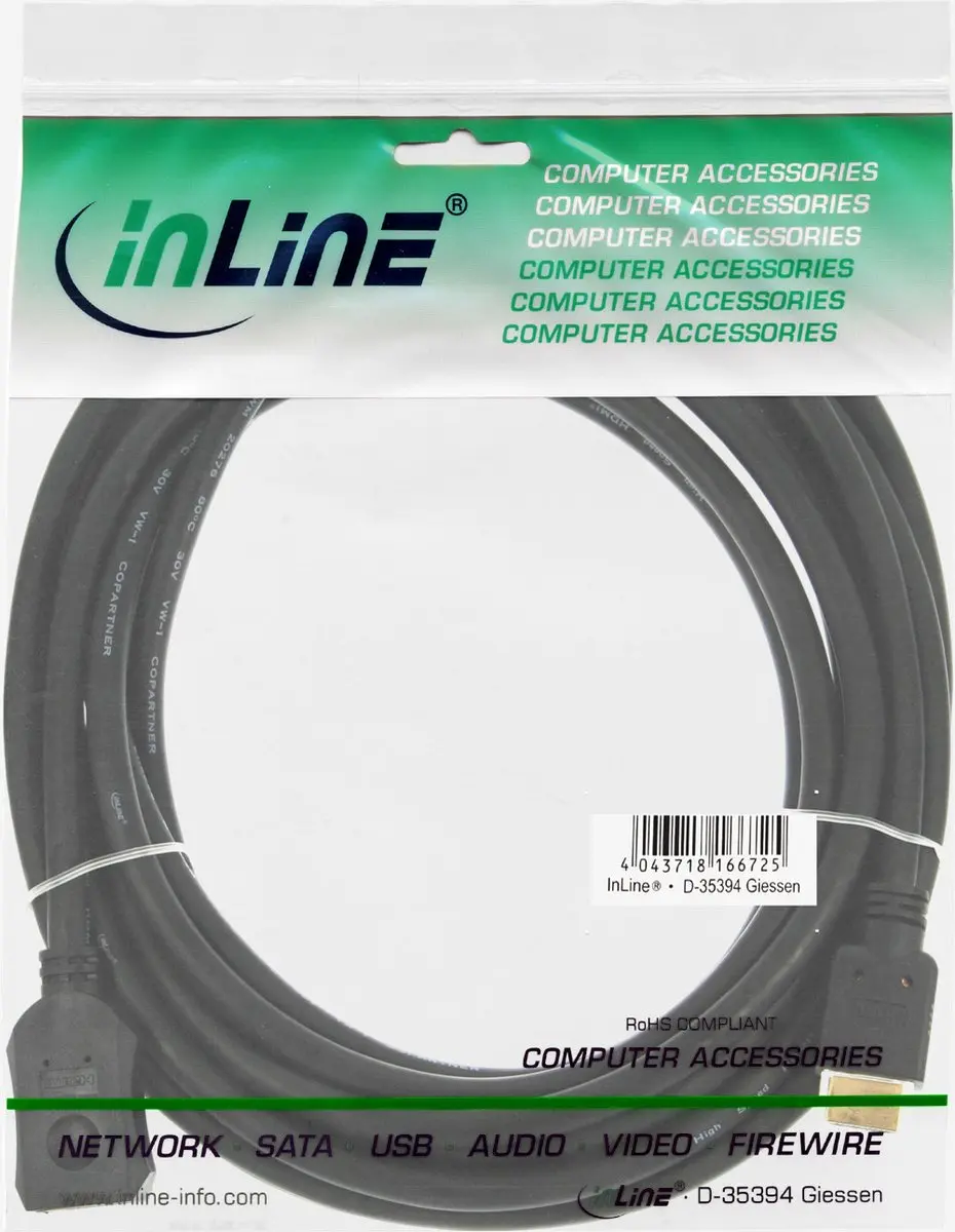 InLine HDMI High Speed Verlengkabel 2m - Zwart