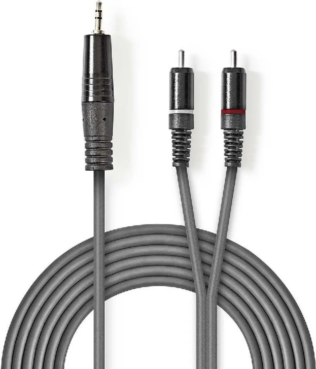 Nedis Stereo-Audiokabel 3,5mm Male naar 2x RCA Male - 3m - Donkergrijs - afbeelding 6 van 6