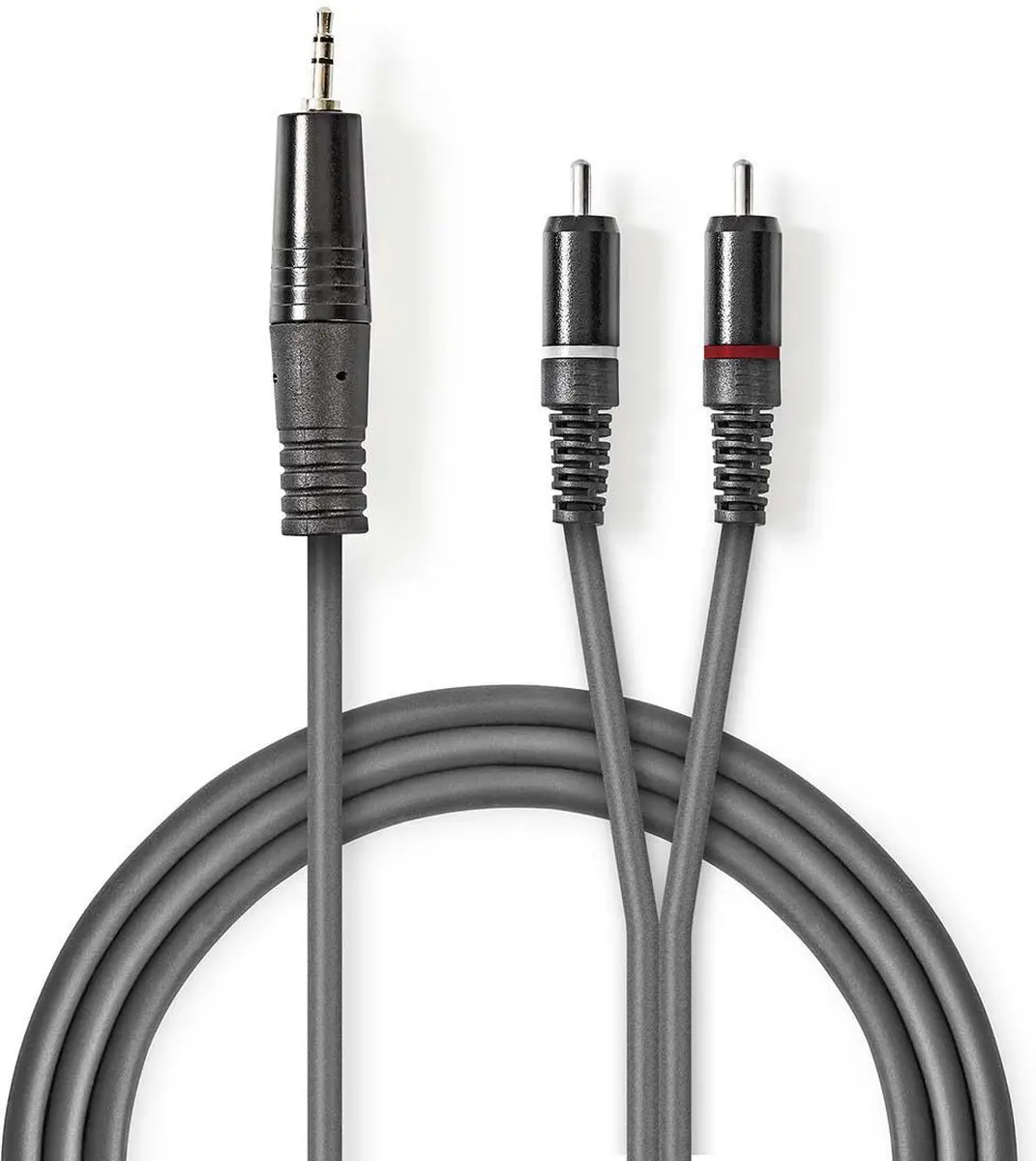 Nedis Stereo-Audiokabel 3,5mm Male naar 2x RCA Male - 3m - Donkergrijs