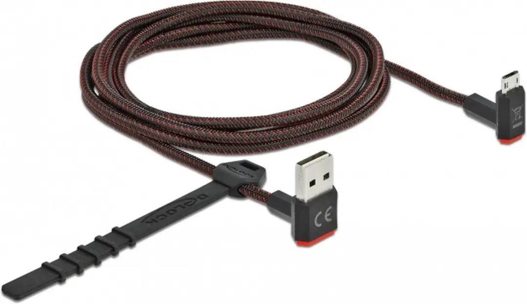 Delock Easy-Micro USB naar Easy-USB-A Kabel - 2m - Zwart/Rood