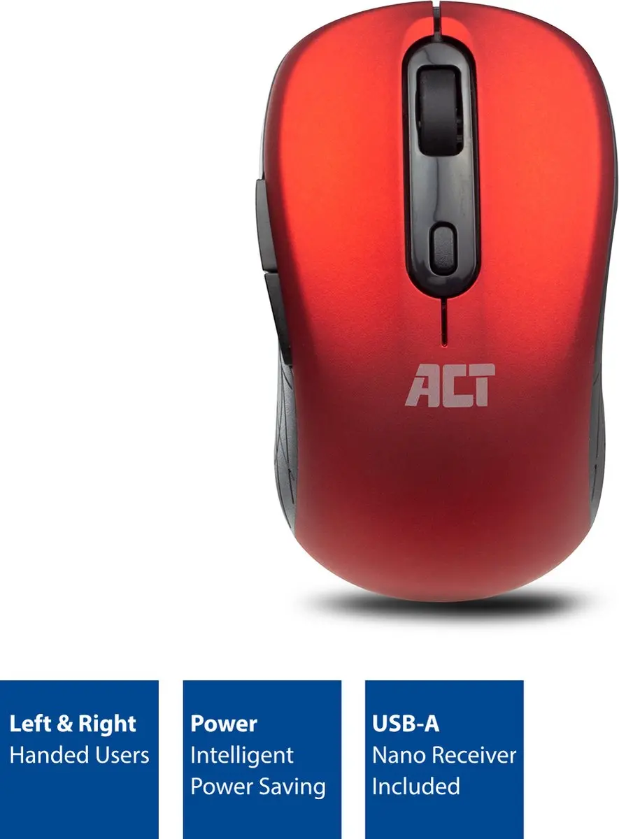 ACT AC5135 Draadloze Muis - 1600 DPI - Rood