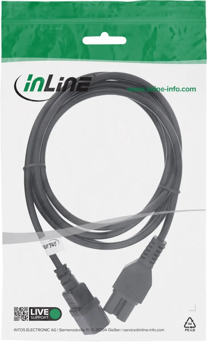 InLine C15-C14 Stroomkabel 3x0,75mm² - 2m