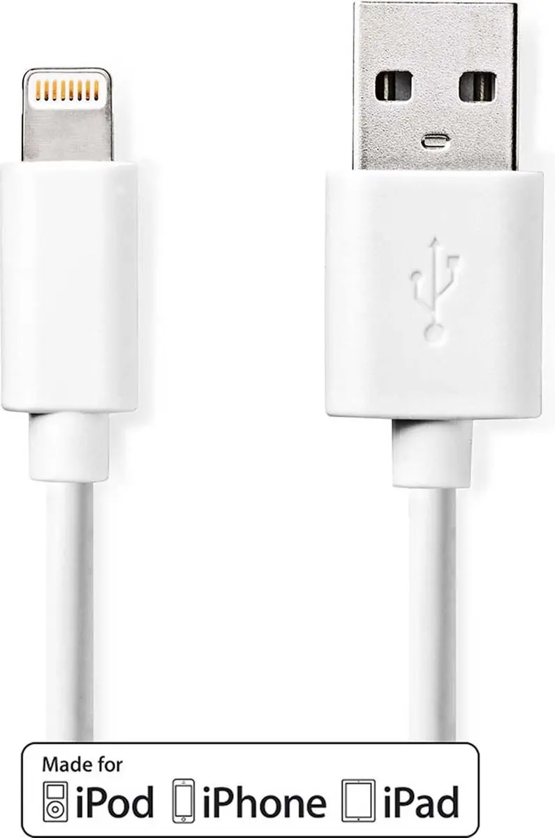 Nedis Lightning Kabel USB-A 1m - Wit