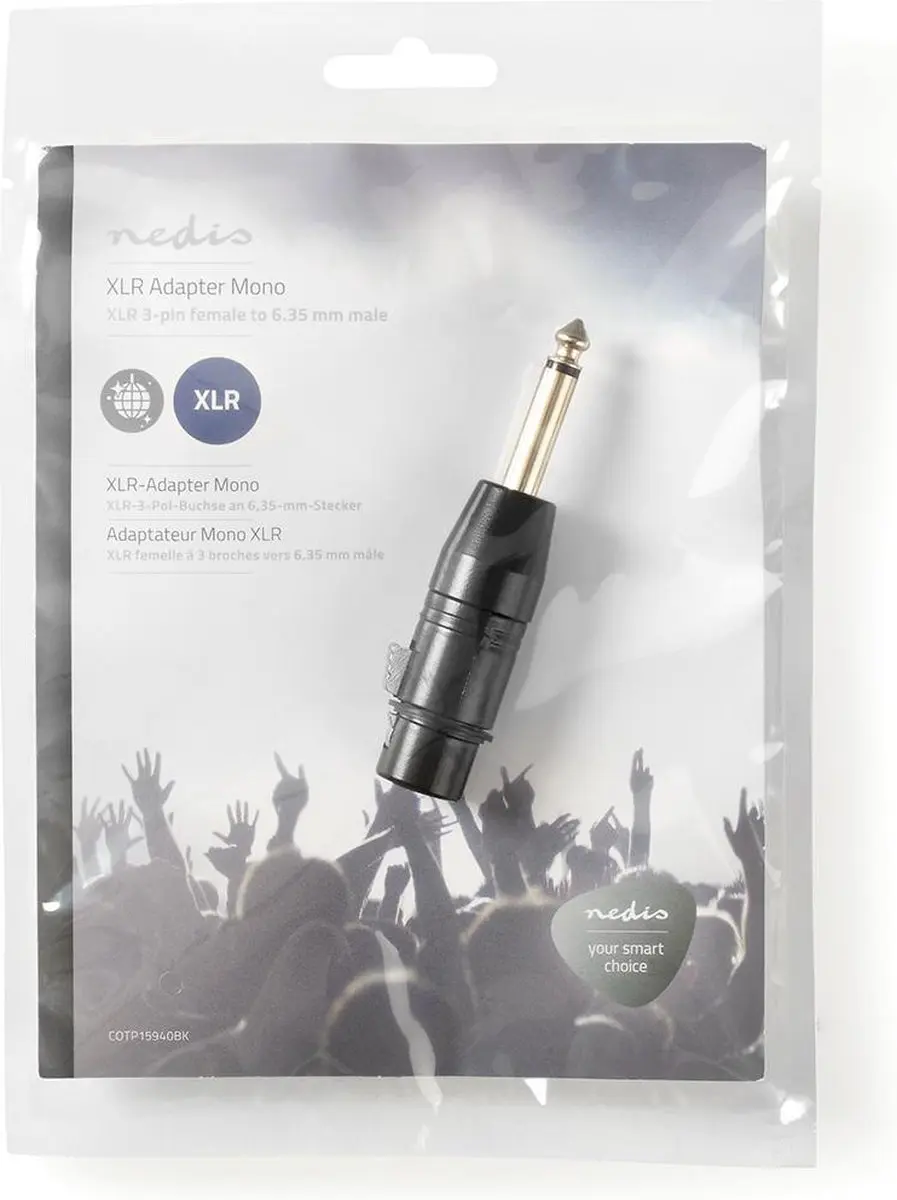 Nedis XLR-Adapter COTP15940BK - 3-Pins Female naar 6,35mm Male - Zwart
