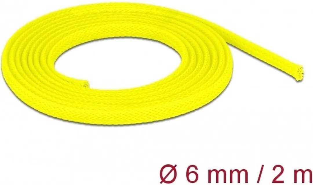 Delock Polyester Kabelsleeve 6mm - Geel - 2m