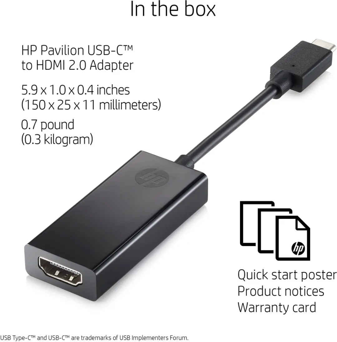 HP 1WC36AA USB-C naar HDMI Adapter - 4K 30Hz - Zwart