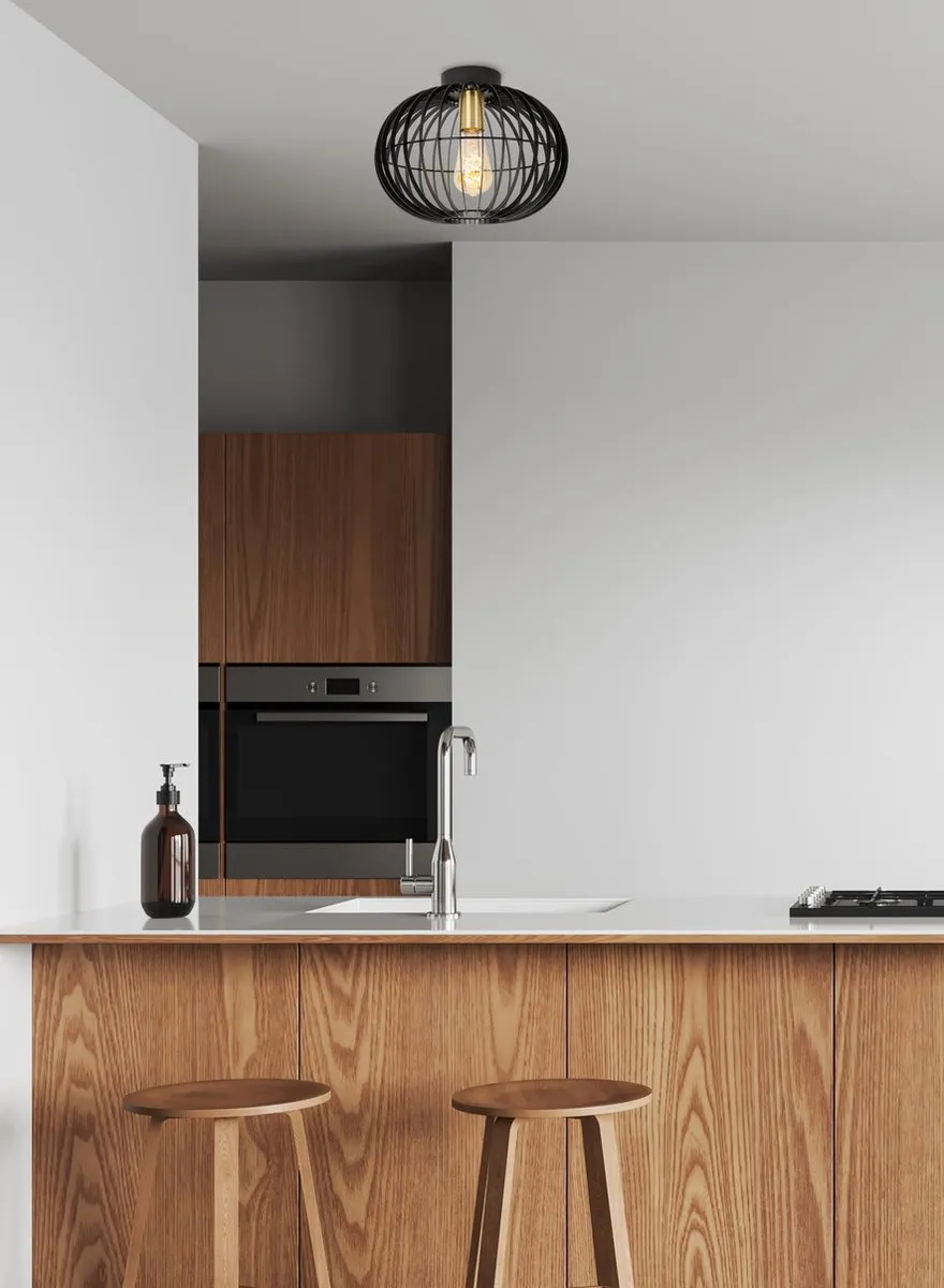 Lucide YANN Plafondlamp Ø32cm - 1xE27 - Zwart