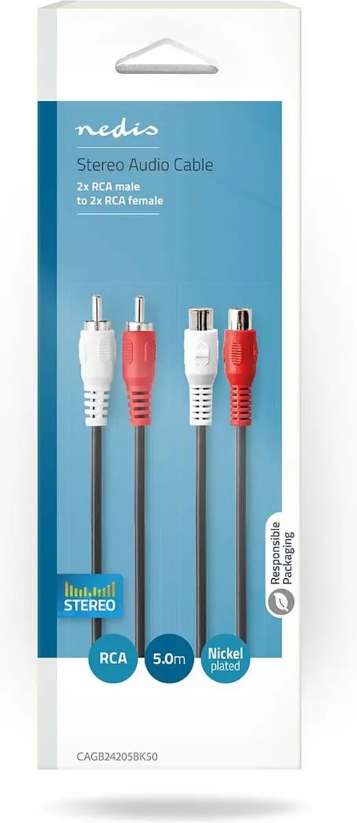 Nedis Stereo-Audiokabel RCA 5m - Zwart