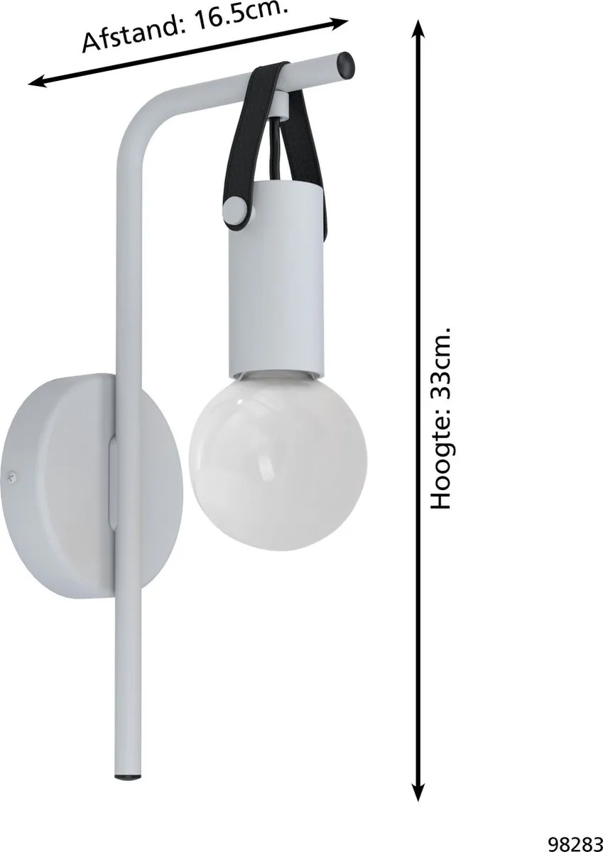 Eglo Apricale Wandlamp E27 - Grijs/Zwart - afbeelding 6 van 6