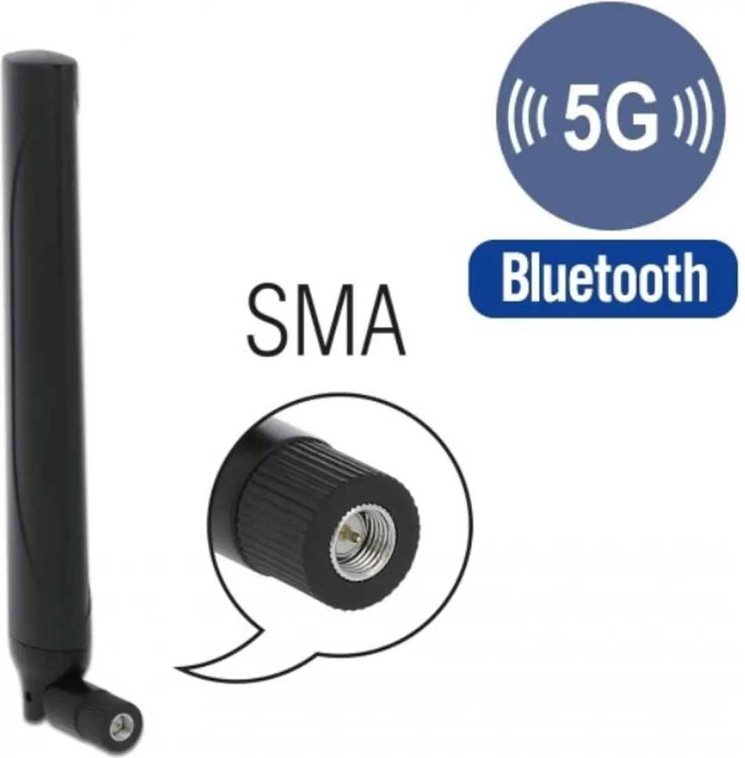 Delock 5G Antenne Omnidirectioneel SMA(m) - 0,5-2,3 dBi - Zwart
