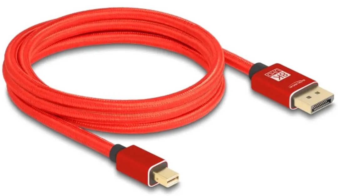 Delock Mini DisplayPort naar DisplayPort Kabel 8K 60Hz 2m - Rood