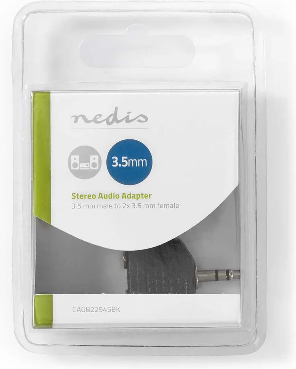 Nedis CAGB22945BK Stereo-Audioadapter 3,5mm - 2x Vrouwelijk - Zwart