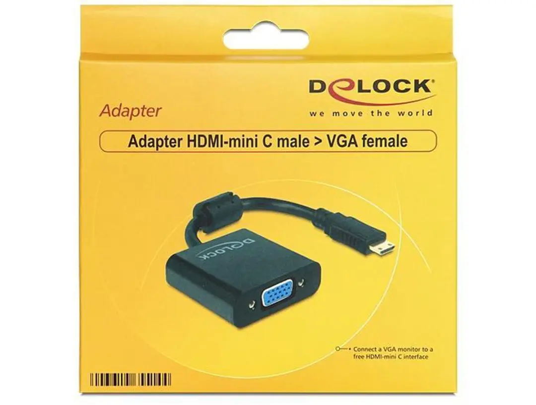 Delock Mini HDMI naar VGA Adapter 0,15m - Zwart