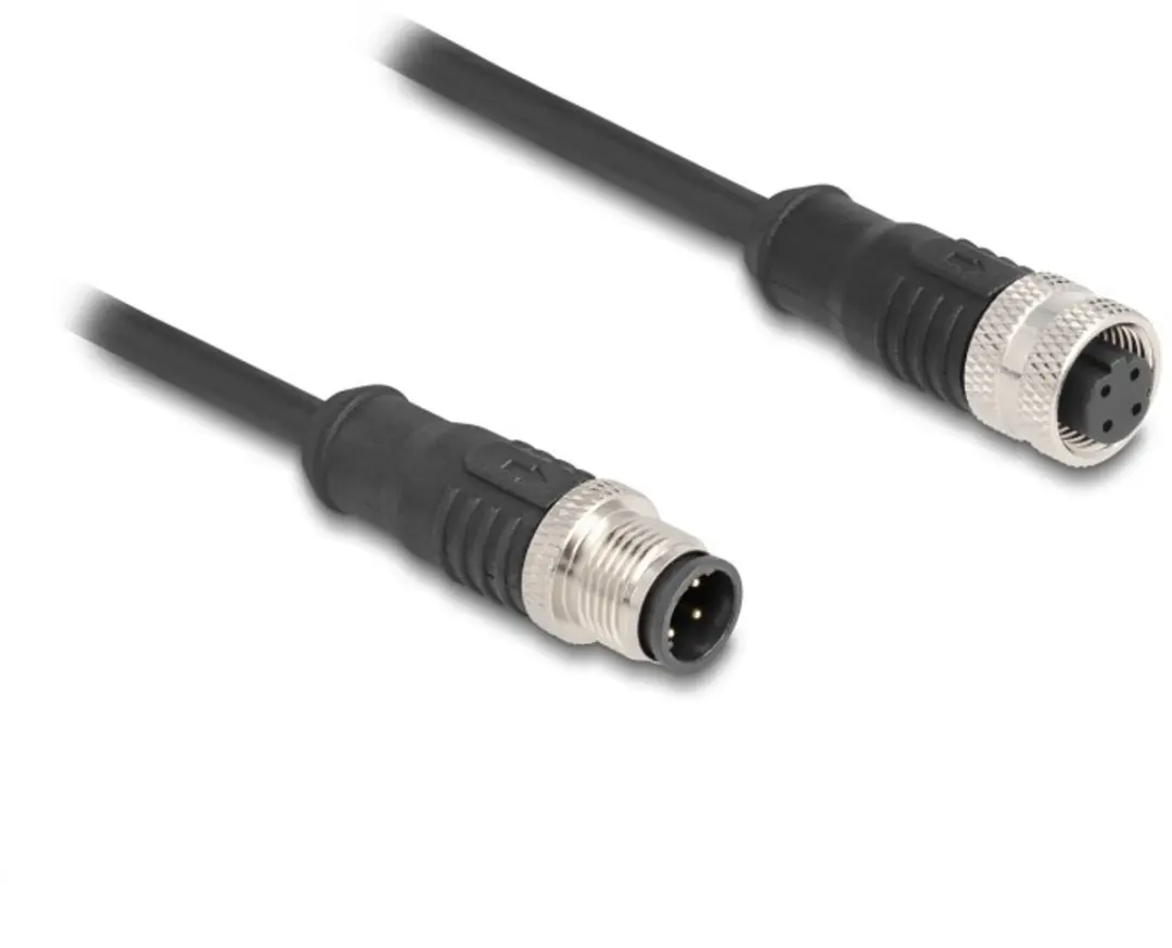 Delock M12 4-pins D-gecodeerde Netwerkverlengkabel CAT5e 5m