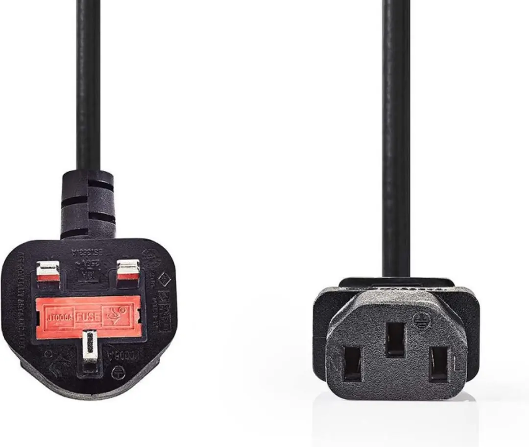 Nedis Stroomkabel CEGP11100BK30 - UK Male IEC-C13 - 3m - Gehoekt - Zwart