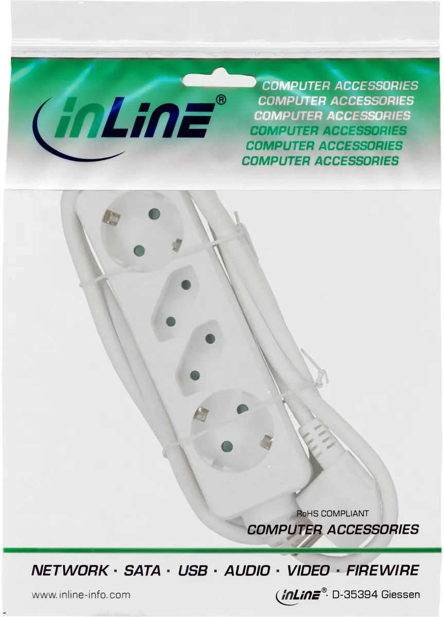 InLine Stekkerdoos 4 Contacten 3m - Wit