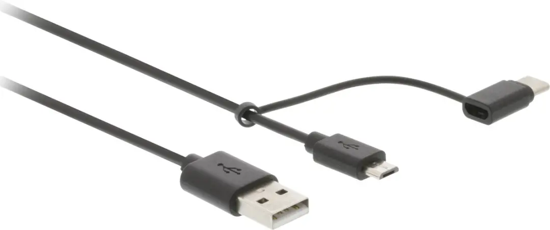 Nedis 2-in-1-Kabel USB 2.0 A/Micro-B/C - 1m - Zwart