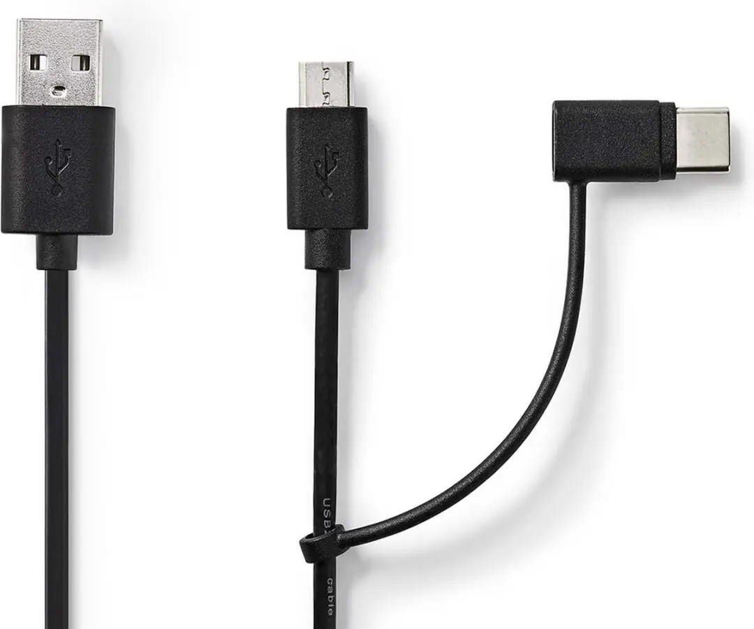 Nedis 2-in-1-Kabel USB 2.0 A/Micro-B/C - 1m - Zwart