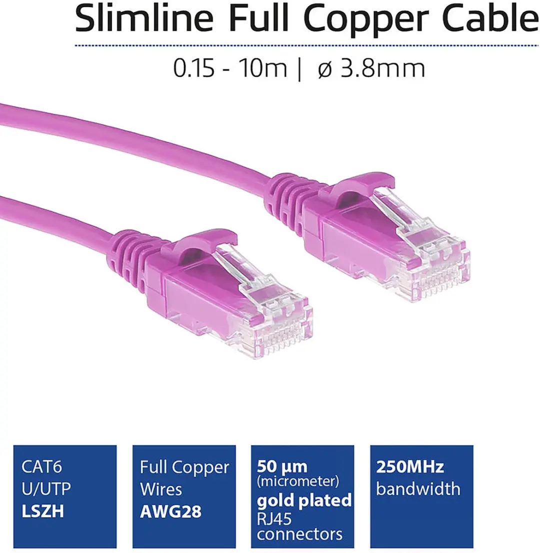 ACT Roze LSZH CAT6 Patchkabel 10m - DC9410