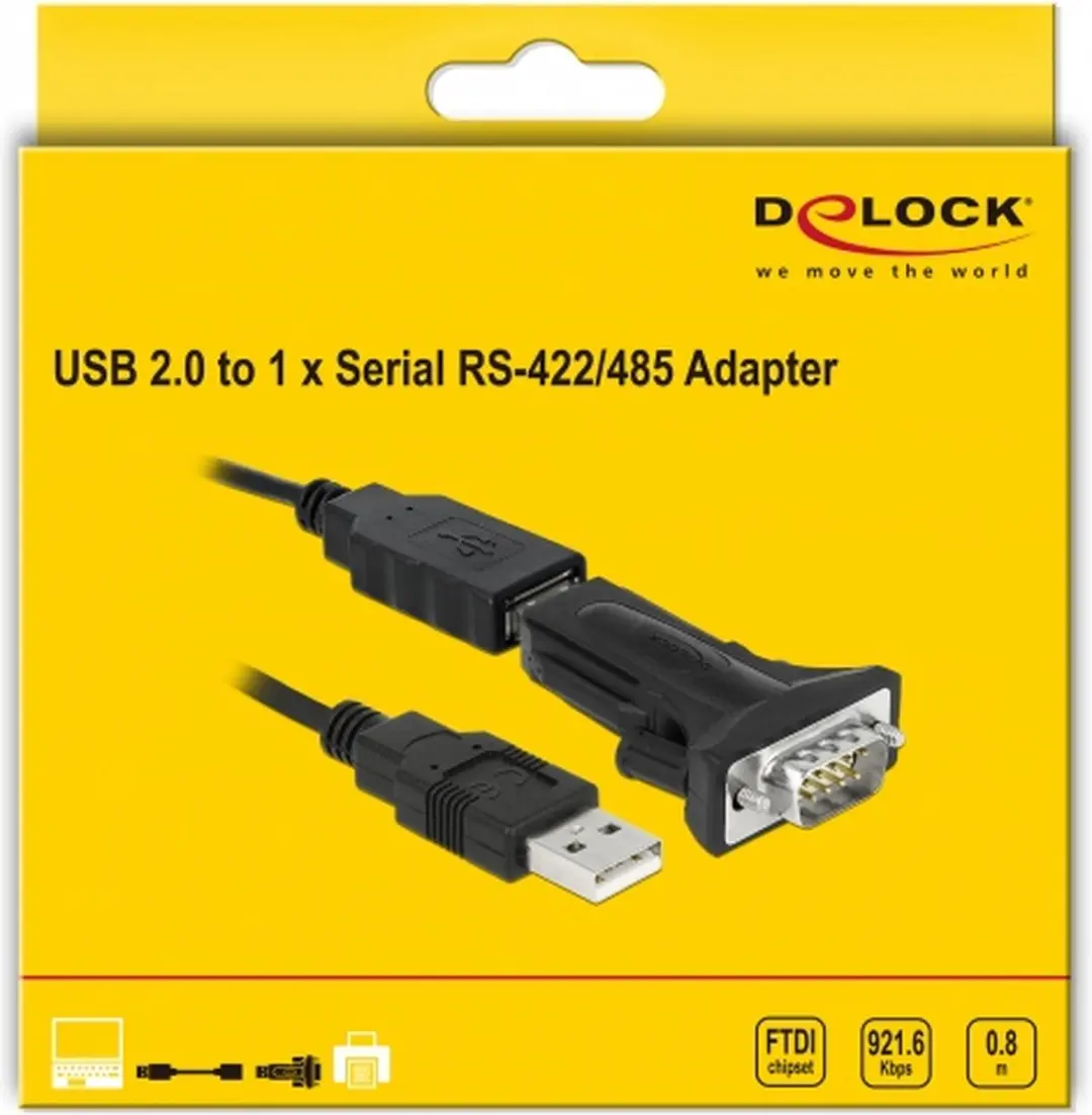 Delock USB-A naar RS422/RS485 Adapter 66286 - 0,8m - Zwart