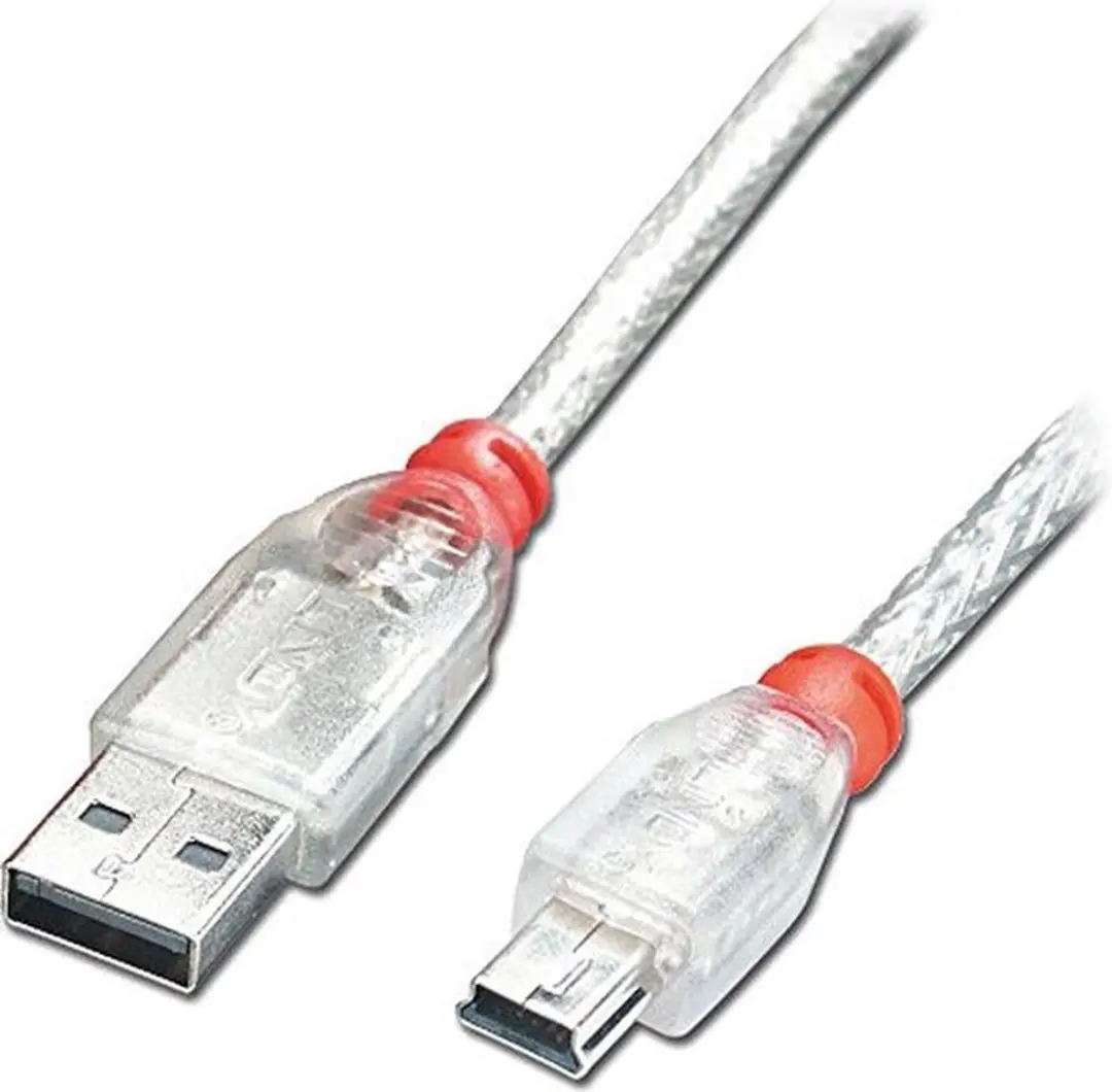 Lindy USB A/Mini-USB B Kabel 1m - Oranje/Transparant