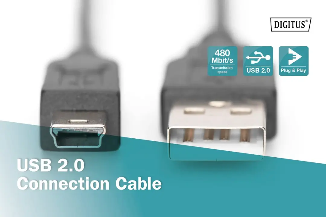 Digitus USB naar Mini USB Kabel AK-300108-030-S - 3m - Zwart
