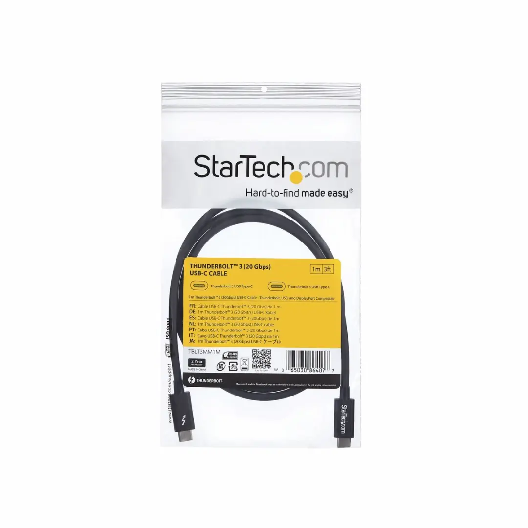 Startech Thunderbolt 3 TBLT3MM1M USB-C Kabel 1m - Zwart