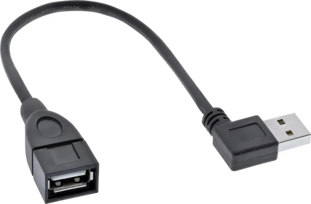 InLine Easy-USB-A Haaks Verlengkabel USB2.0 2A - 0,2m - Zwart