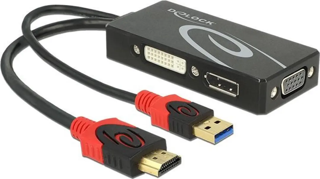 Delock HDMI naar DVI/VGA/DisplayPort Adapter 4K - Zwart