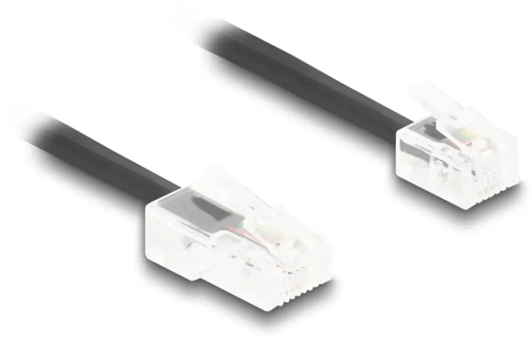 Delock Telefoonkabel Coiled RJ11-RJ45 - 2m - Zwart