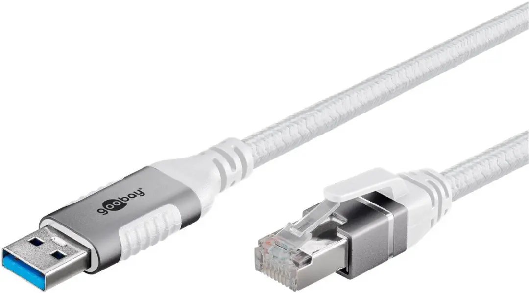 Goobay USB-A naar RJ45 Gigabit Ethernet Kabel 1m - Wit